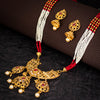 Sukkhi Glitzy Gold Plated White & Red Pearl Necklace Set for Women