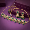 Sukkhi Dazzling Gold Plated Green Pearl Necklace Set With Maangtikka for Women