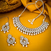 Sukkhi Sensational Rhodium Plated White Pearl Choker Necklace Set With Maangtikka for Women