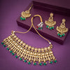 Sukkhi Lavish Gold Plated Green Pearl Choker Necklace Set with Maangtikka for Women