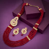 Sukkhi Sparkling Gold Plated Maroon Pearl String Necklace Set for Women