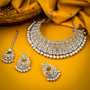 Sukkhi Eye-Catchy Rhodium Plated Choker Necklace Set with Maangtikka for Women