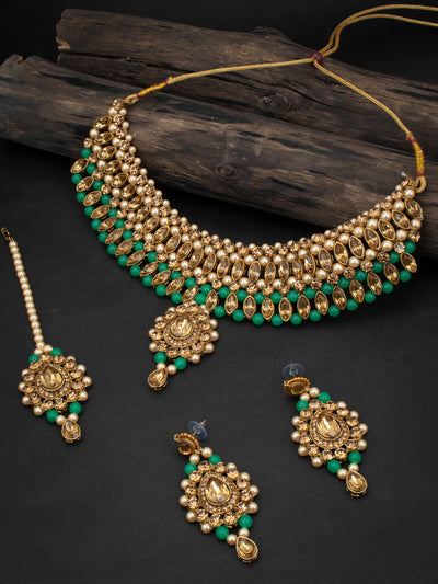 Sukkhi Trendy LCT Gold Plated Choker Necklace Set for Women