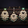 Sukkhi Sparkling Kundan Gold Plated Earring and Maangtikka Set for Women