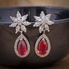 Sukkhi Red Floral CZ Rhodium Plated Drop Earring For Women