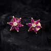 Sukkhi Pink Floral CZ Gold Plated Stud Earring for Women
