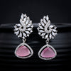 Sukkhi Pink Classic CZ Rhodium Plated Drop Earring for Women