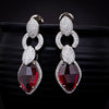 Sukkhi Red Glitzy CZ Rhodium Plated Drop Earring for Women