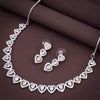 Sukkhi Heart CZ Rhodium Plated Choker Necklace Set for Women