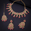 Sukkhi Spectacular Gold Plated Pink Pearl Choker Necklace Set With Maangtikka for Women