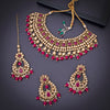 Sukkhi Excellent Gold Plated Pink Pearl Choker Necklace Set With Maangtikka for Women