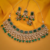 Sukkhi Excellent Gold Plated Green Pearl Choker Necklace Set With Maangtikka for Women