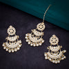Sukkhi Adorable Chandbali Gold Plated Kundan & Pearl Earring Mangtikka For Women