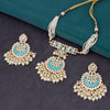 Sukkhi Captivating Kundan Gold Plated Mint Choker Necklace Set for Women