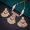 Sukkhi Engaging Kundan Gold Plated Mint Choker Necklace Set for Women