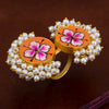 Sukkhi Amazing Pearl Gold Plated Orange Ring for Women