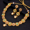 Sukkhi Pleasing Floral Gold Plated Choker Necklace Set for Women