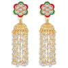 Sukkhi Glorious Pearl Gold Plated Floral Meenakari Chandelier Earring for Women