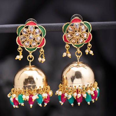 Sukkhi Marvelous Gold Plated Floral Meenakari Jhumki Earring for Women