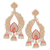 Sukkhi Lavish Pearl Gold Plated Peacock Meenakari Chandelier Earring for Women