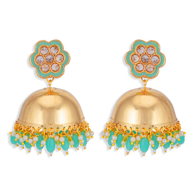 Sukkhi Sparkling Gold Plated Floral Meenakari Jhumki Earring for Women