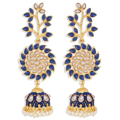 Sukkhi Spectacular Pearl Gold Plated Kundan Meenakari Jhumki Earring for Women