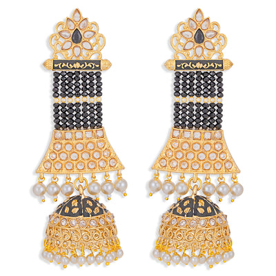 Sukkhi Exotic Pearl Gold Plated Kundan Meenakari Jhumki Earring for Women