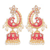 Sukkhi Lovely Pearl Gold Plated Peacock Meenakari Jhumki Earring for Women