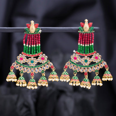 Sukkhi Classy Pearl Gold Plated Kundan Meenakari Jhumki Earring for Women