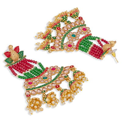 Sukkhi Classy Pearl Gold Plated Kundan Meenakari Jhumki Earring for Women