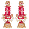 Sukkhi Sparkling Pearl Gold Plated Kundan Meenakari Jhumki Earring for Women