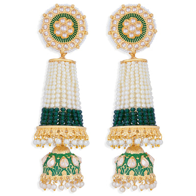 Sukkhi Adorable Pearl Gold Plated Kundan Meenakari Jhumki Earring for Women
