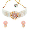 Sukkhi Glossy Gold Plated Kundan & Pearl Choker Necklace Set for Women