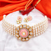 Sukkhi Glossy Gold Plated Kundan & Pearl Choker Necklace Set for Women