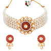 Sukkhi Classic Gold Plated Kundan & Pearl Choker Necklace Set for Women