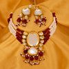 Sukkhi Glitzy Kundan & Pearl Gold Plated Choker Necklace Set for Women