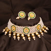 Sukkhi Eye-Catching Kundan & Pearl Gold Plated Choker Necklace Set for Women