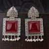 Sukkhi Red Square Oxidised Drop Pearl Earring For Women