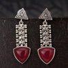 Sukkhi Triangle Oxidised Red Pearl Drop Earring For Women