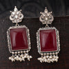 Sukkhi Square Oxidised Red Pearl Drop Earring For Women