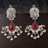 Sukkhi Dazzling Peacock Oxidised Red Pearl Drop Earring For Women