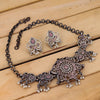 Sukkhi Floral Designer Oxidised Pearl Choker Necklace Set For Women