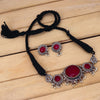 Sukkhi Ritzy Oxidised Red Pearl Choker Necklace Set For Women