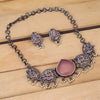 Sukkhi Graceful Oxidised Brown Pearl Choker Necklace Set For Women