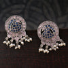 Sukkhi Glimmery Peacock Oxidised Dangle Blue & Peach Pearl Earring For Women