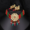 Sukkhi Floral Red & Green Kundan Gold Plated Pearl Choker Necklace Set for Women