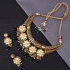 Sukkhi Floral Mint Kundan Gold Plated Black Pearl Choker Necklace Set for Women