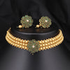 Sukkhi Sensational Gold Plated Green & Gold Pearl Choker Necklace Set for Women