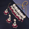 Sukkhi Modish Kundan Gold Plated Red Pearl Choker Necklace Set for Women