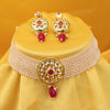 Sukkhi Pleasing Beguiling Kundan Gold Plated Pearl Choker Necklace Set for Women